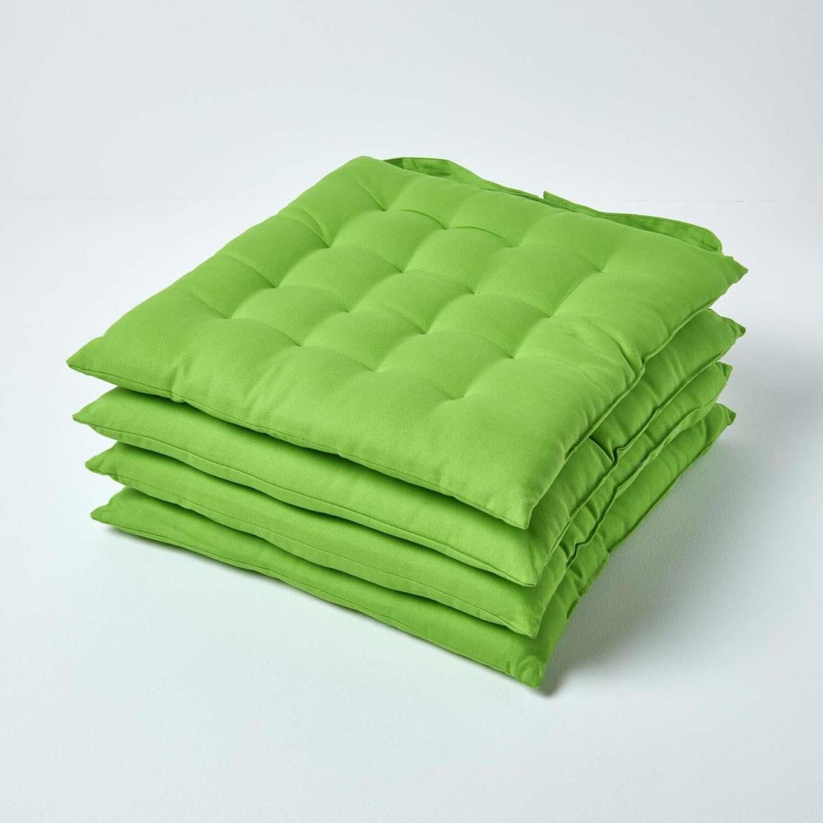 Solid Cotton Seat Pad with Button Straps - Lime / 30cm – image 3