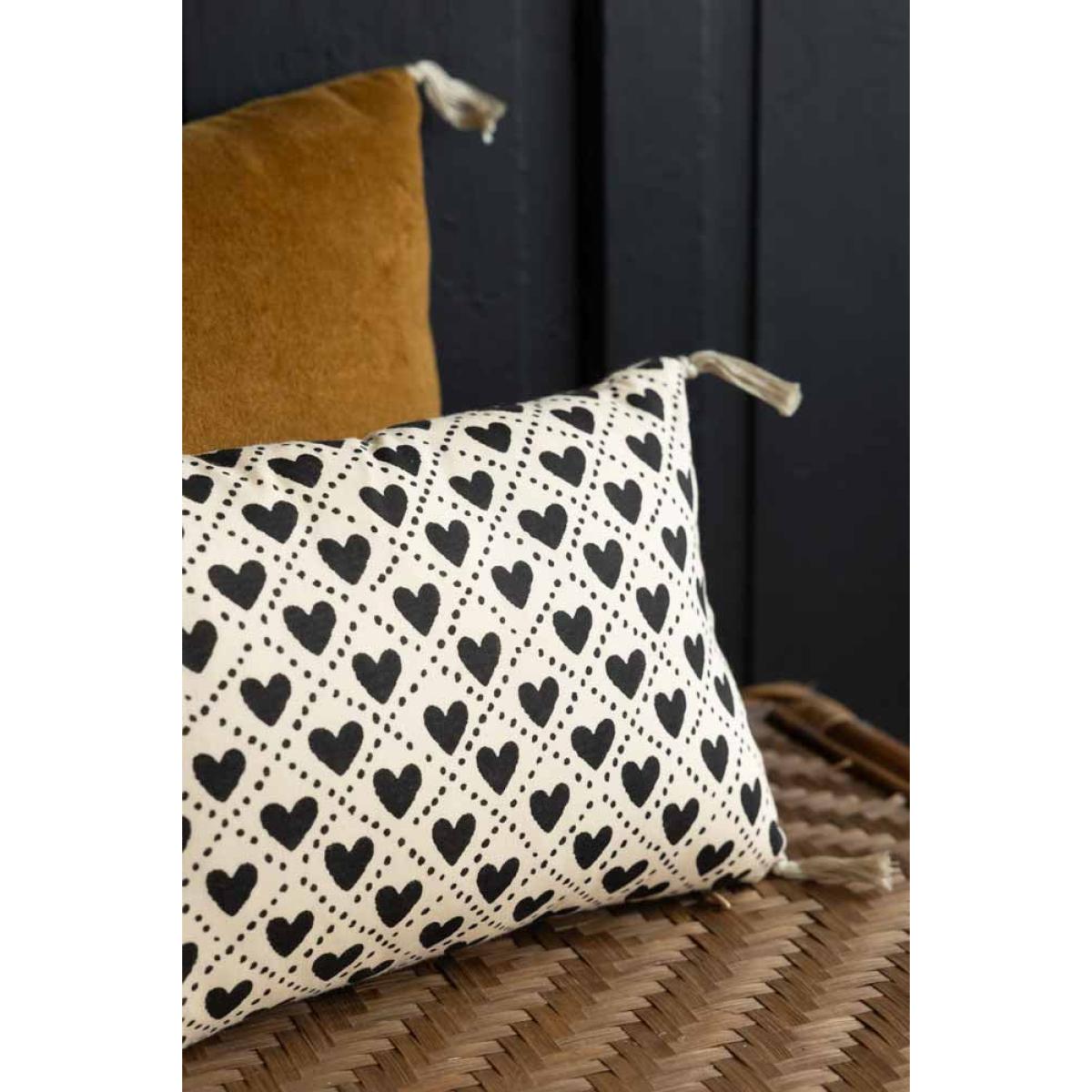 Mini Monochrome Heart Cotton Cushion – image 3