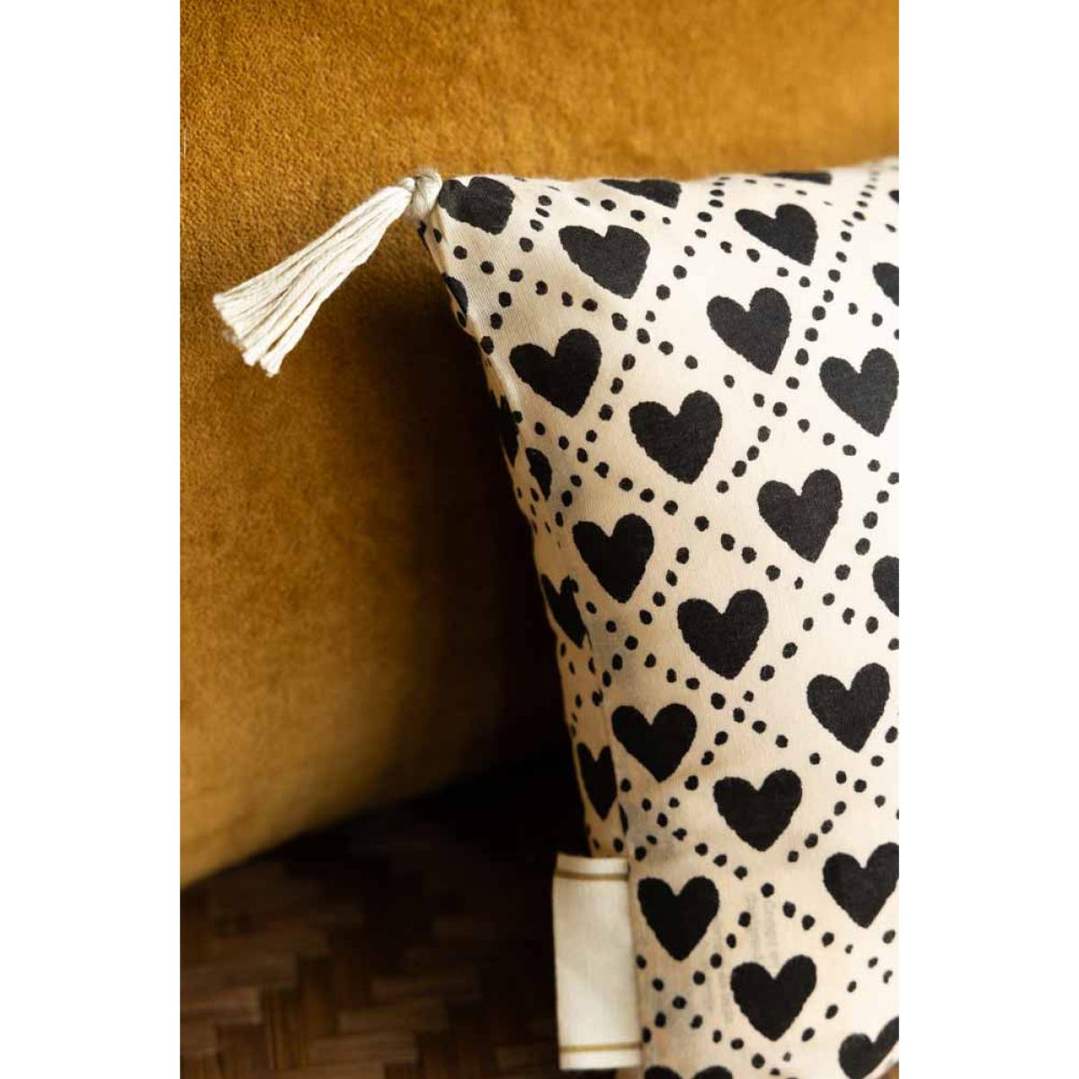 Mini Monochrome Heart Cotton Cushion – image 5