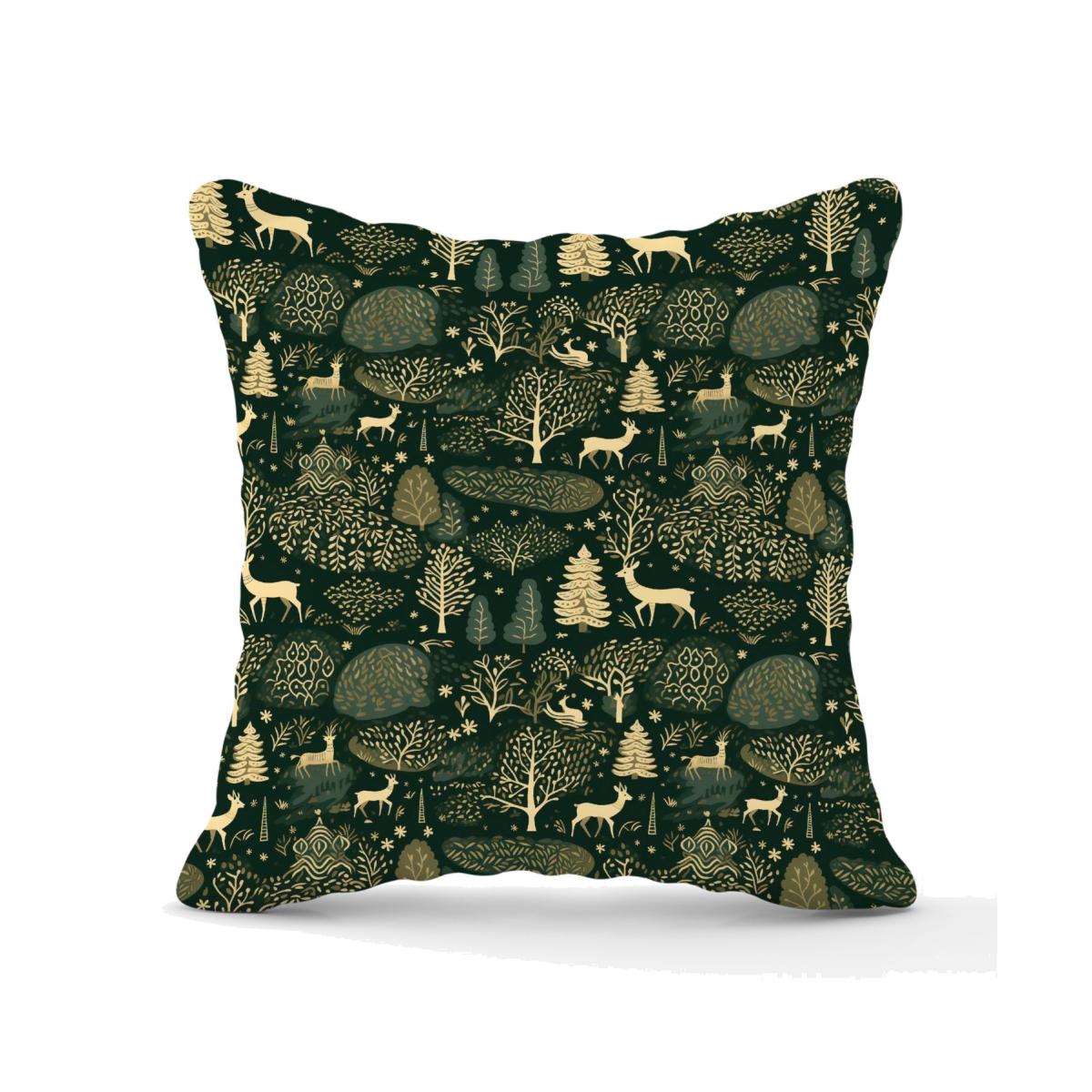 Green Christmas Woodlands Outdoor Cushion - Green / 45cm