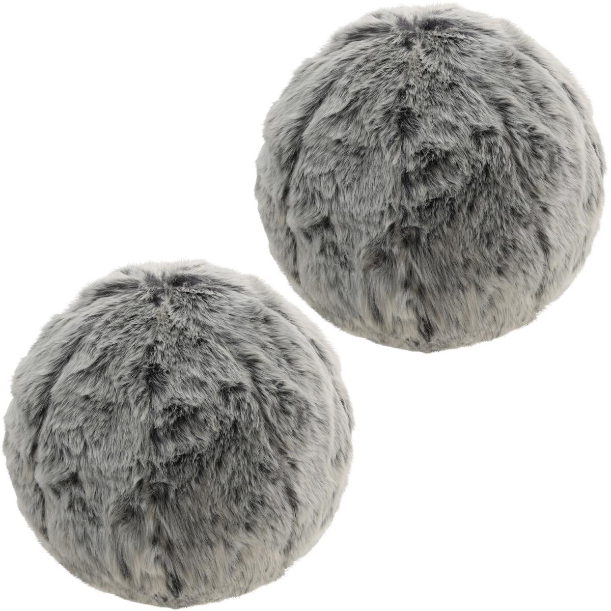 Round Faux Fur Cushions 2 Pack - Off-white – image 3