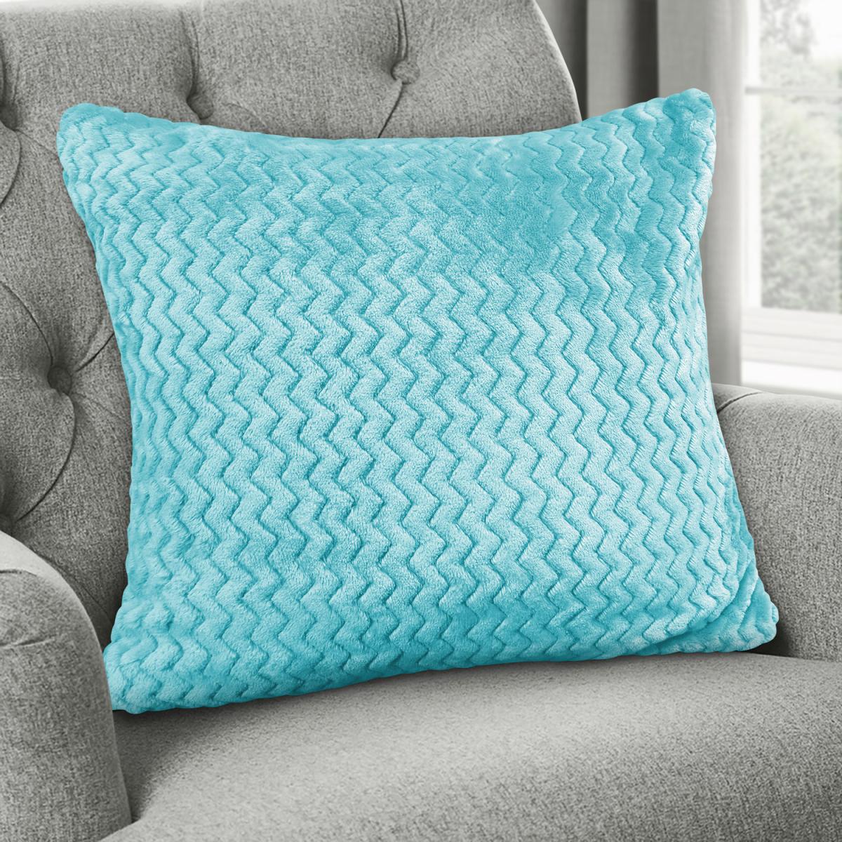 Snug Soft Chevron Patterned Mink Cushion Large - Duck Egg – image 2
