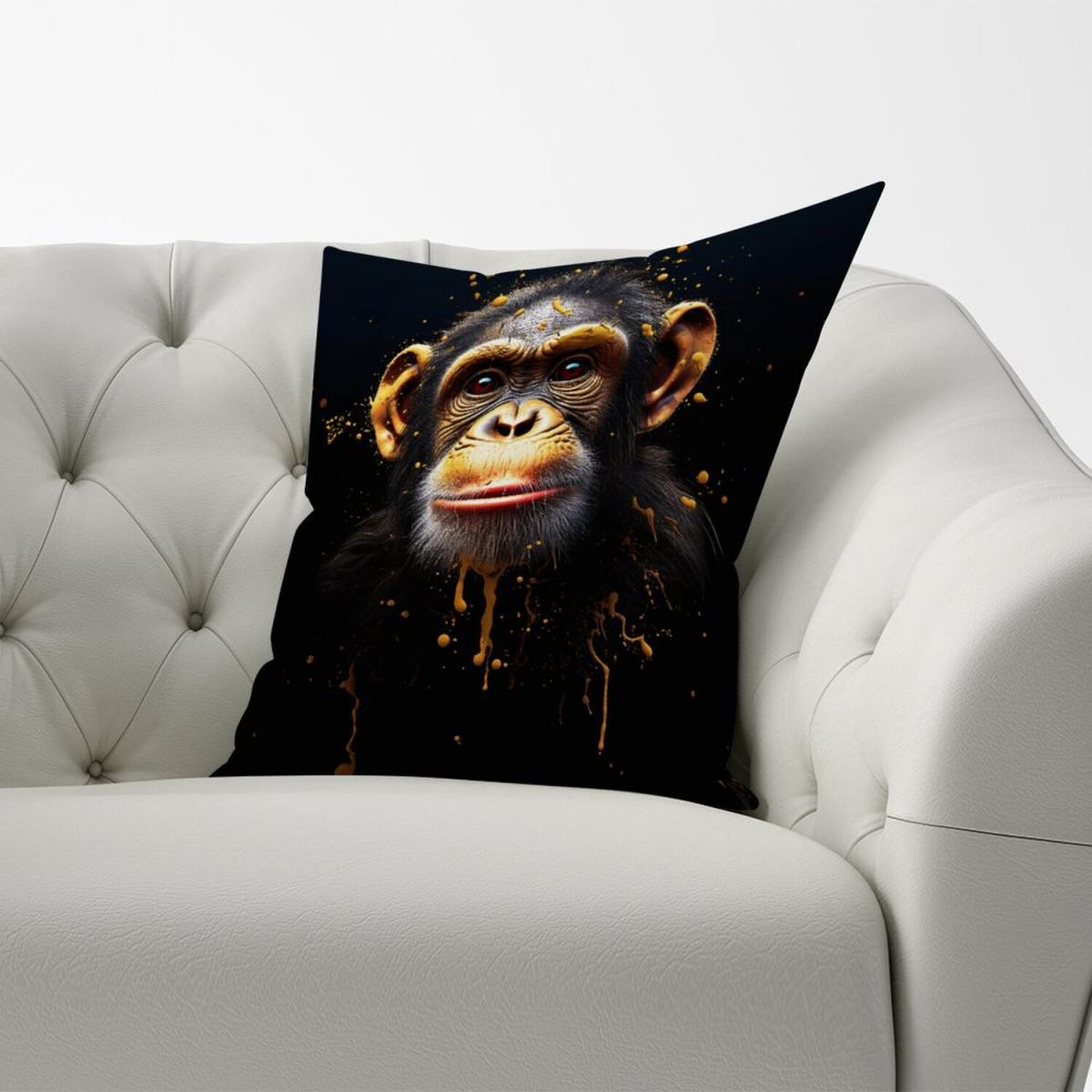 Splashart Cheeky Chimp Face Cushion - Orange / 60cm