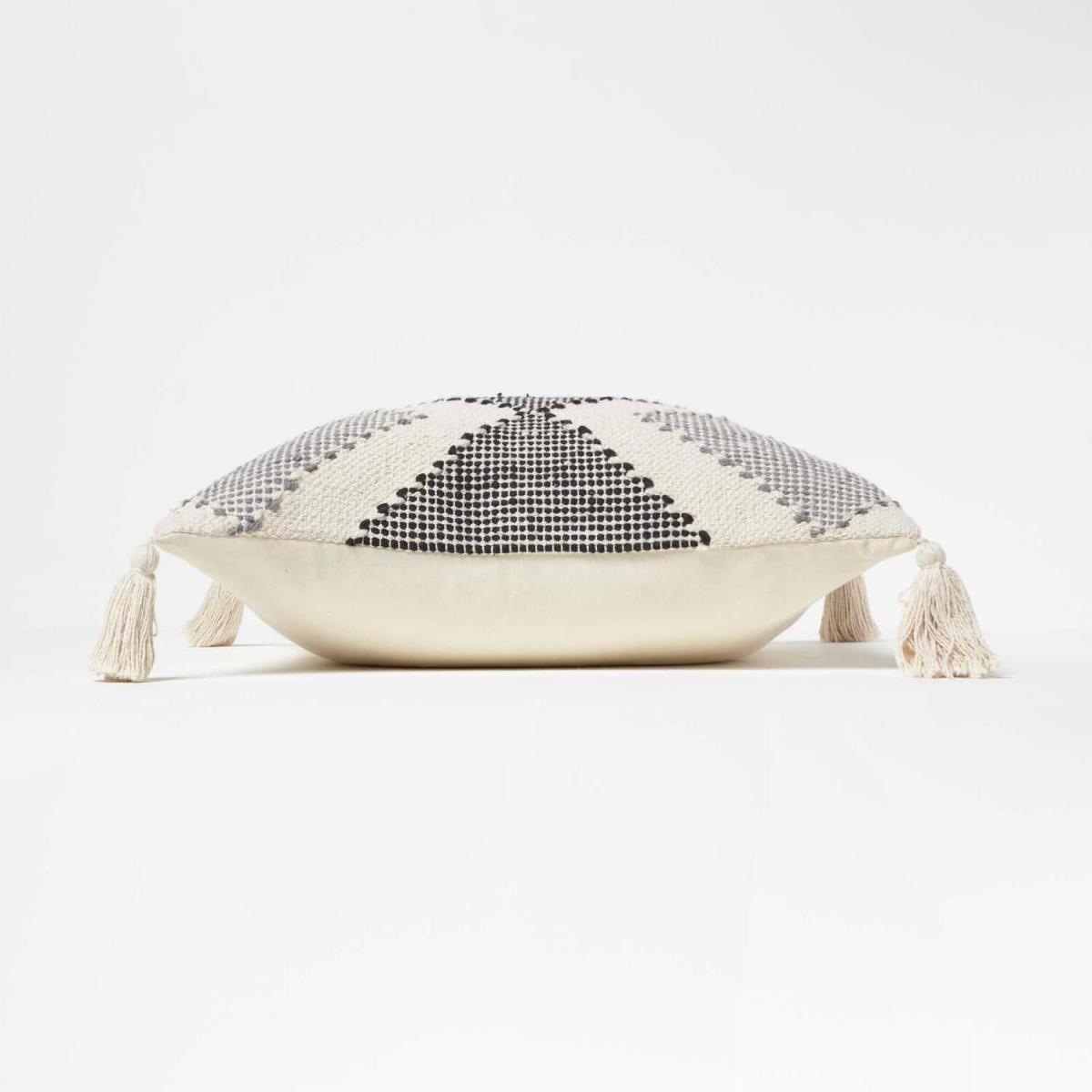 Malmo Handwoven Textured Grey Black Cushion - Grey – image 2