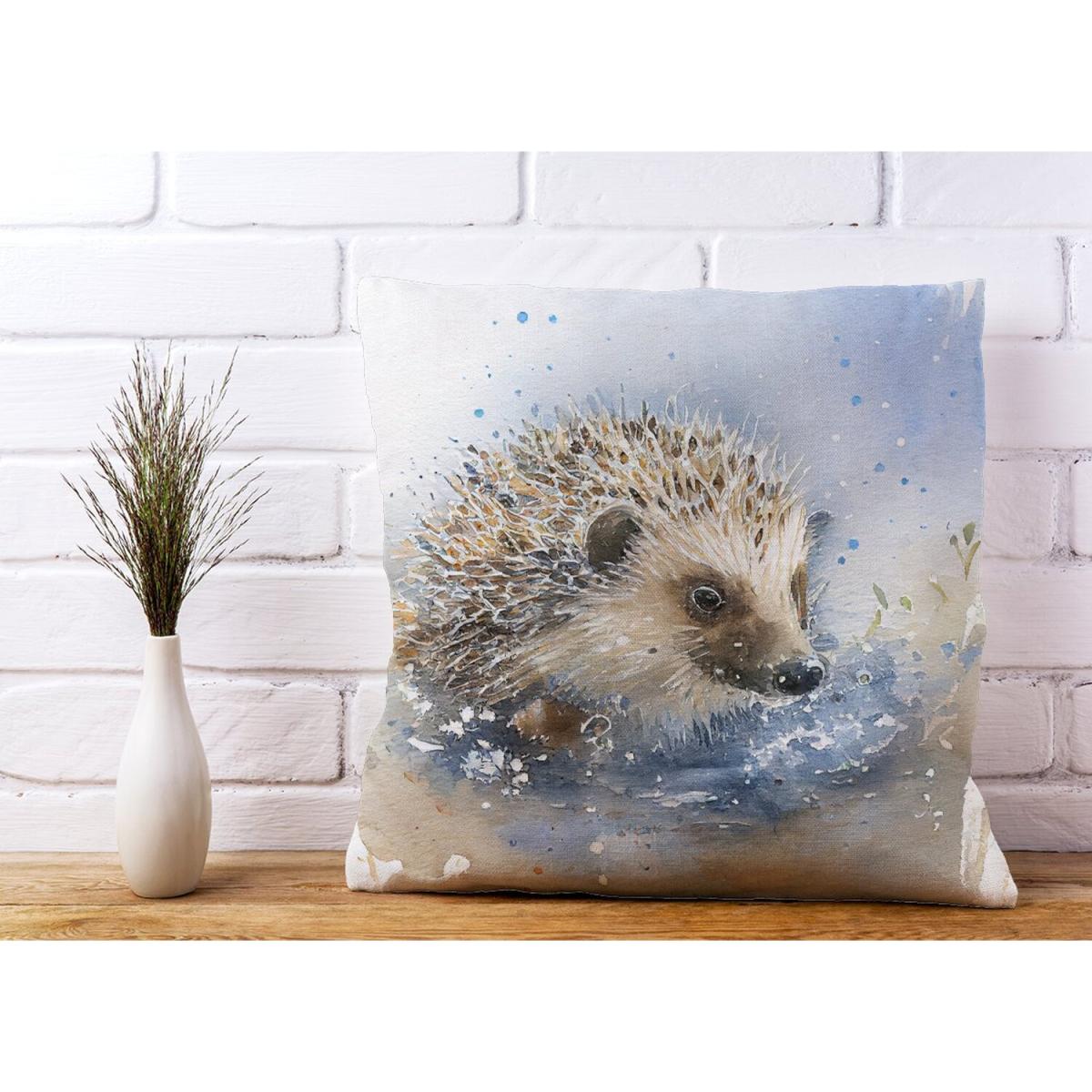 Hedgehog Watercolour Cushion - Yellow – image 3