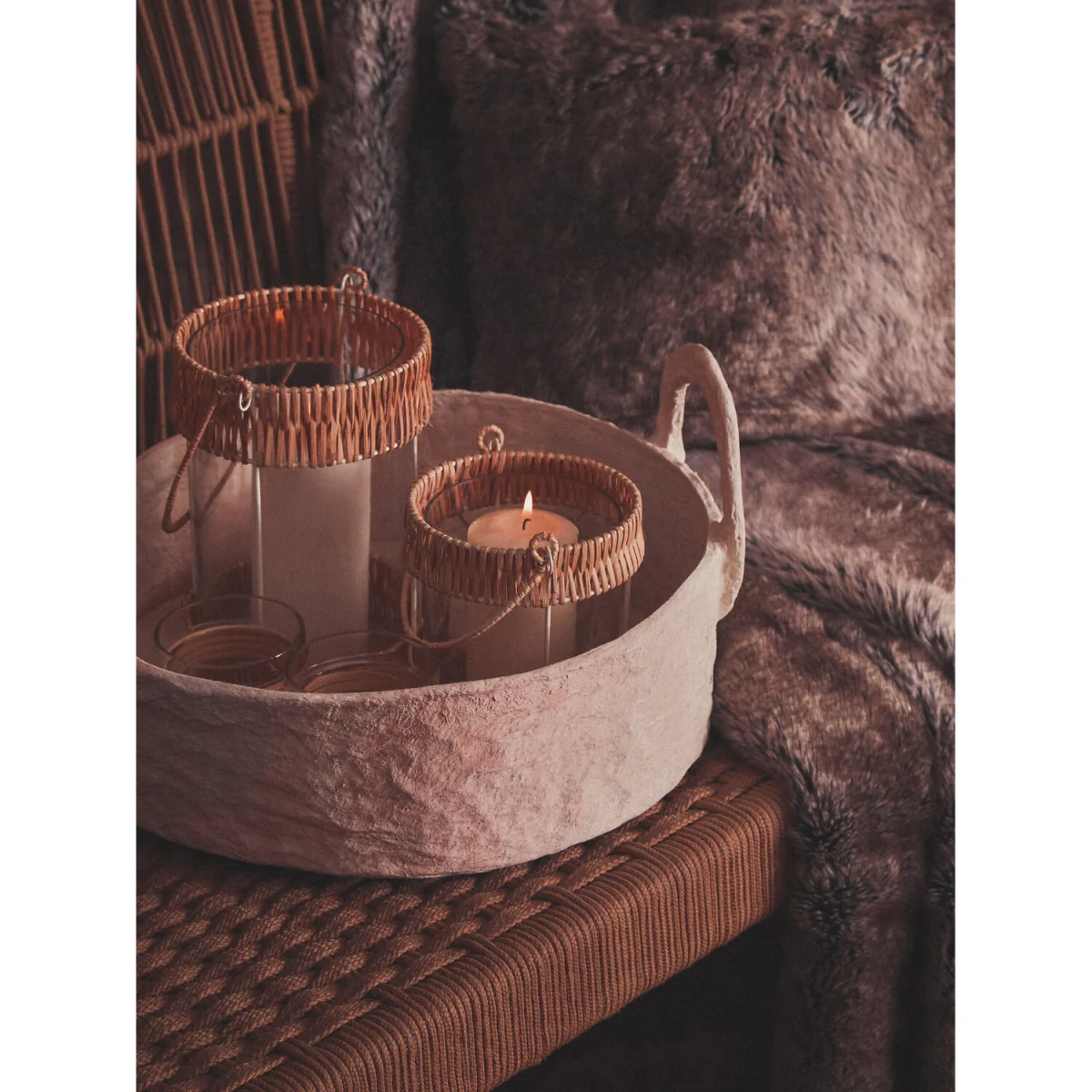 Bosie Lamina Mocha Ombre Square Fur Cushion - Brown – image 4