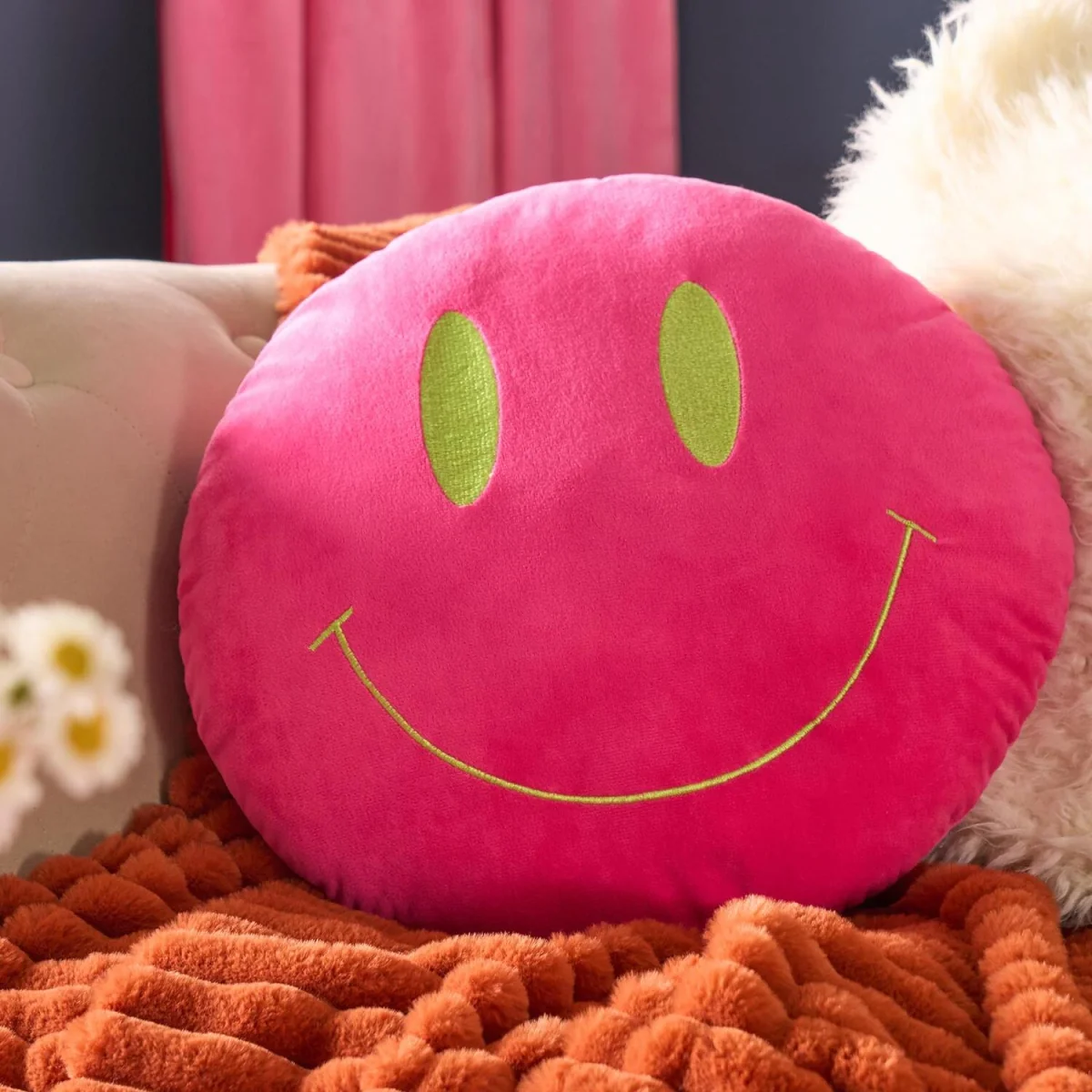 OHS Smiley Face Shape Cushion - Pink/Green – image 3