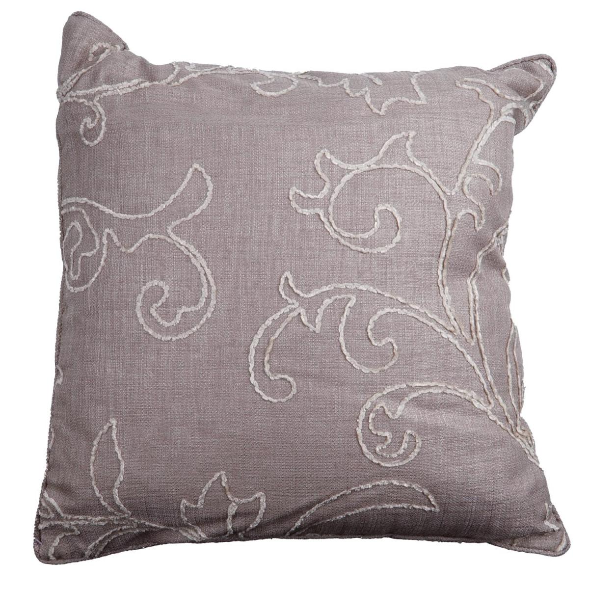 Chenille Scroll Natural Filled Cushion – image 2
