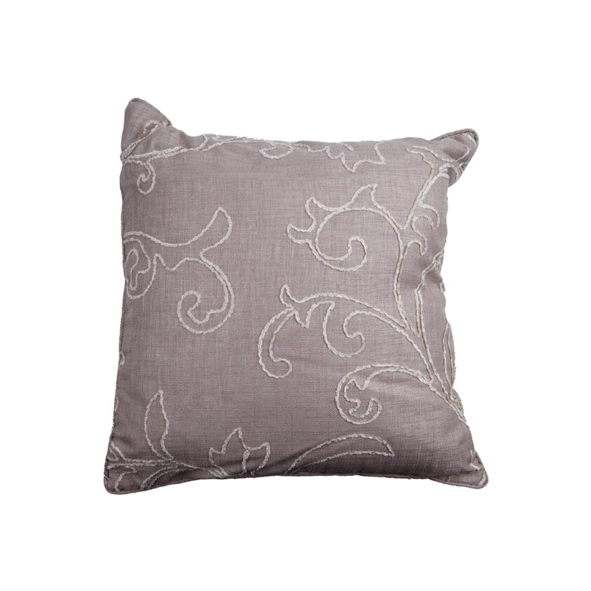 Chenille Scroll Natural Filled Cushion – image 1