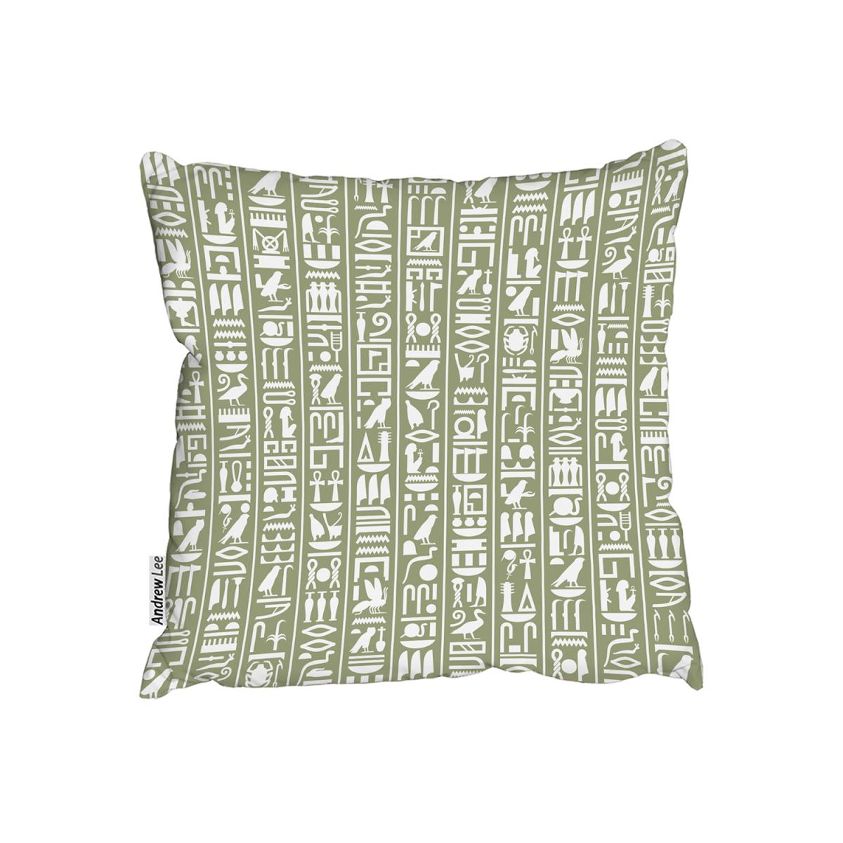 Egyptian Hieroglyphic Decorative Background Outdoor Cushion - Green / 60cm – image 2