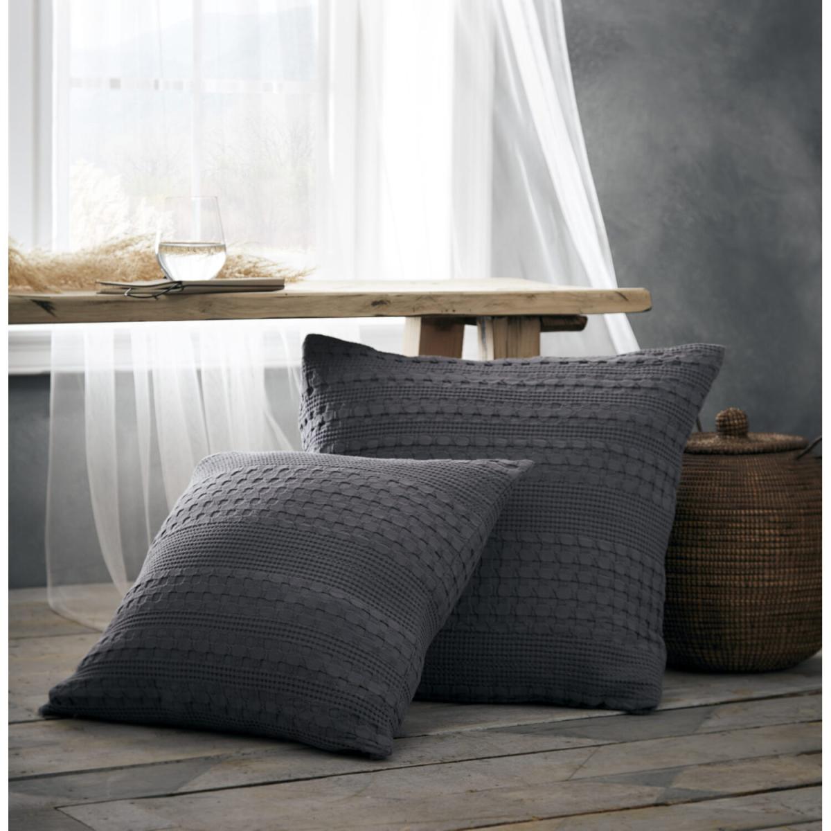 Portfolio Home Amara Filled Waffle Square Cushion - Grey / 56x56cm – image 3