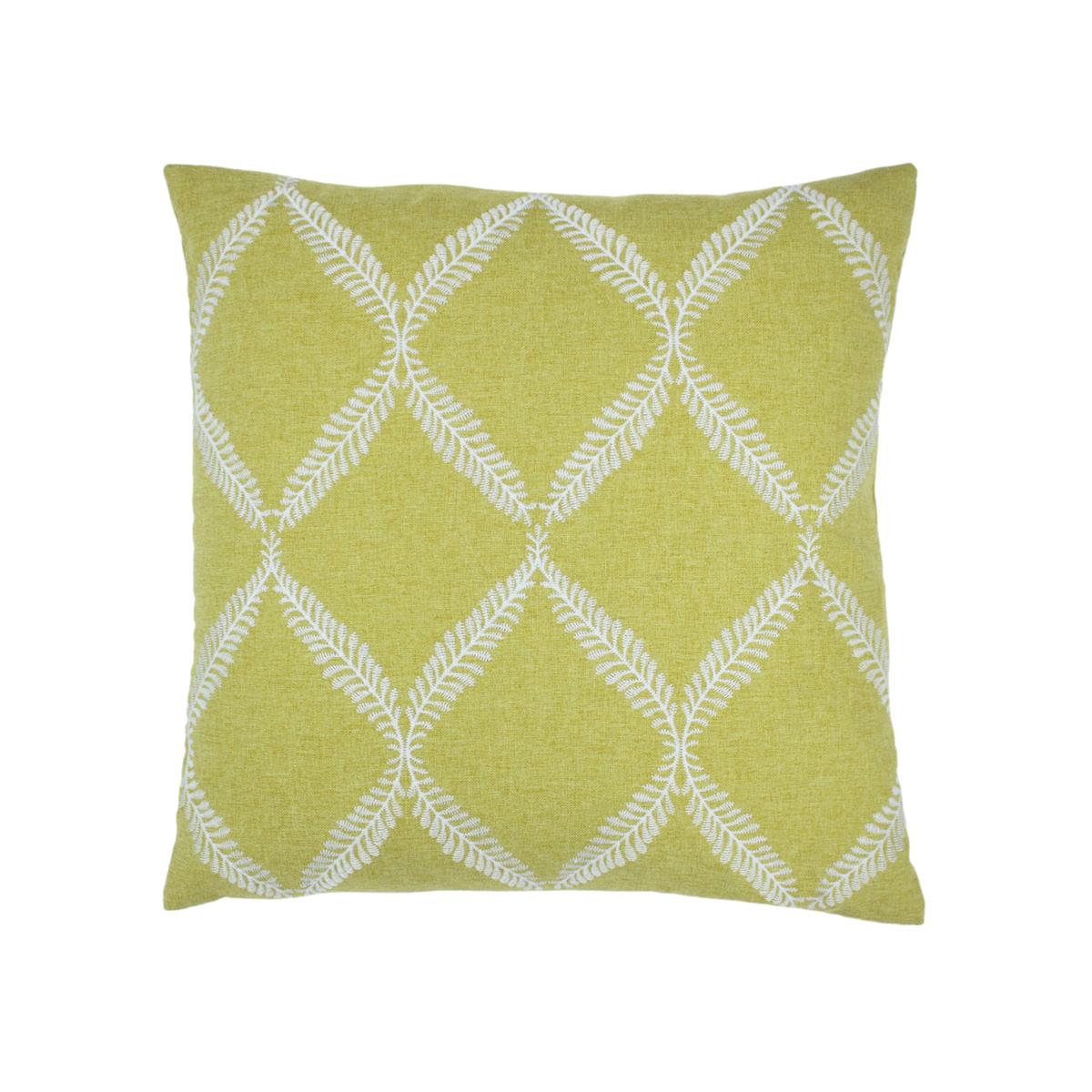Olivia Embroidered Cushion - Citron