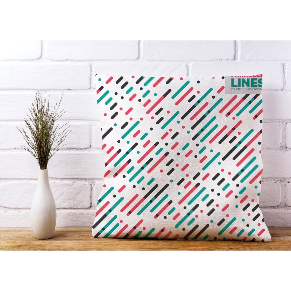 Overlapping Coloured Diagonal Lines Cushion - PInk / 45cm – image 2