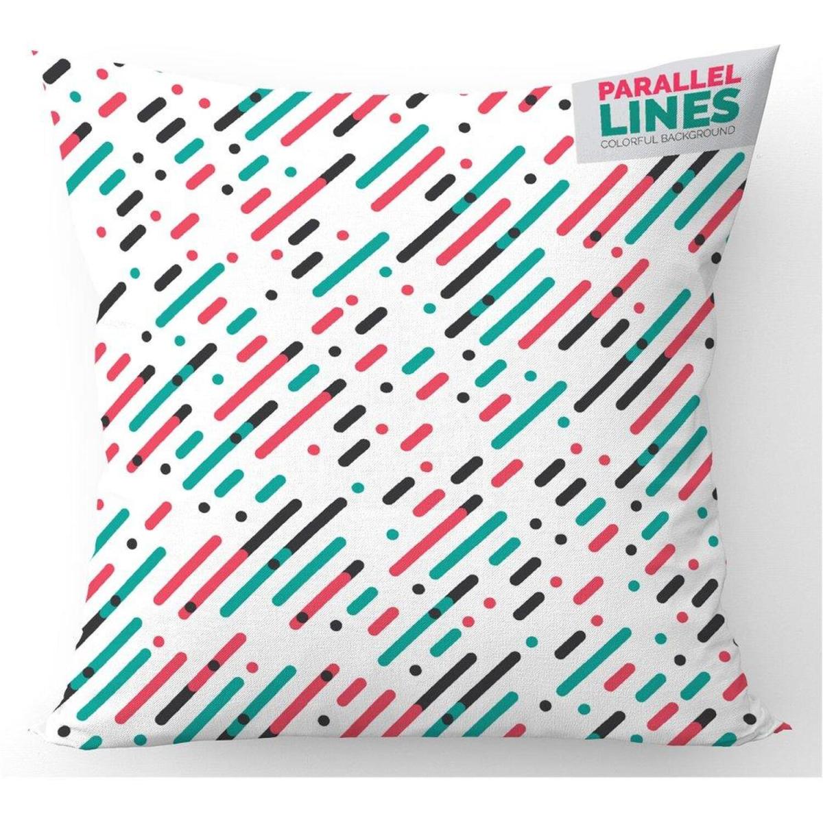 Overlapping Coloured Diagonal Lines Cushion - PInk / 45cm – image 3