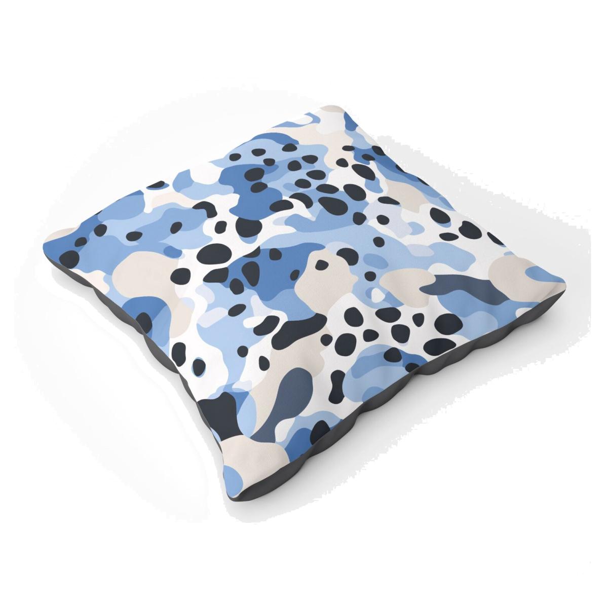 Blue Camouflage Pattern Floor Cushion - Blue