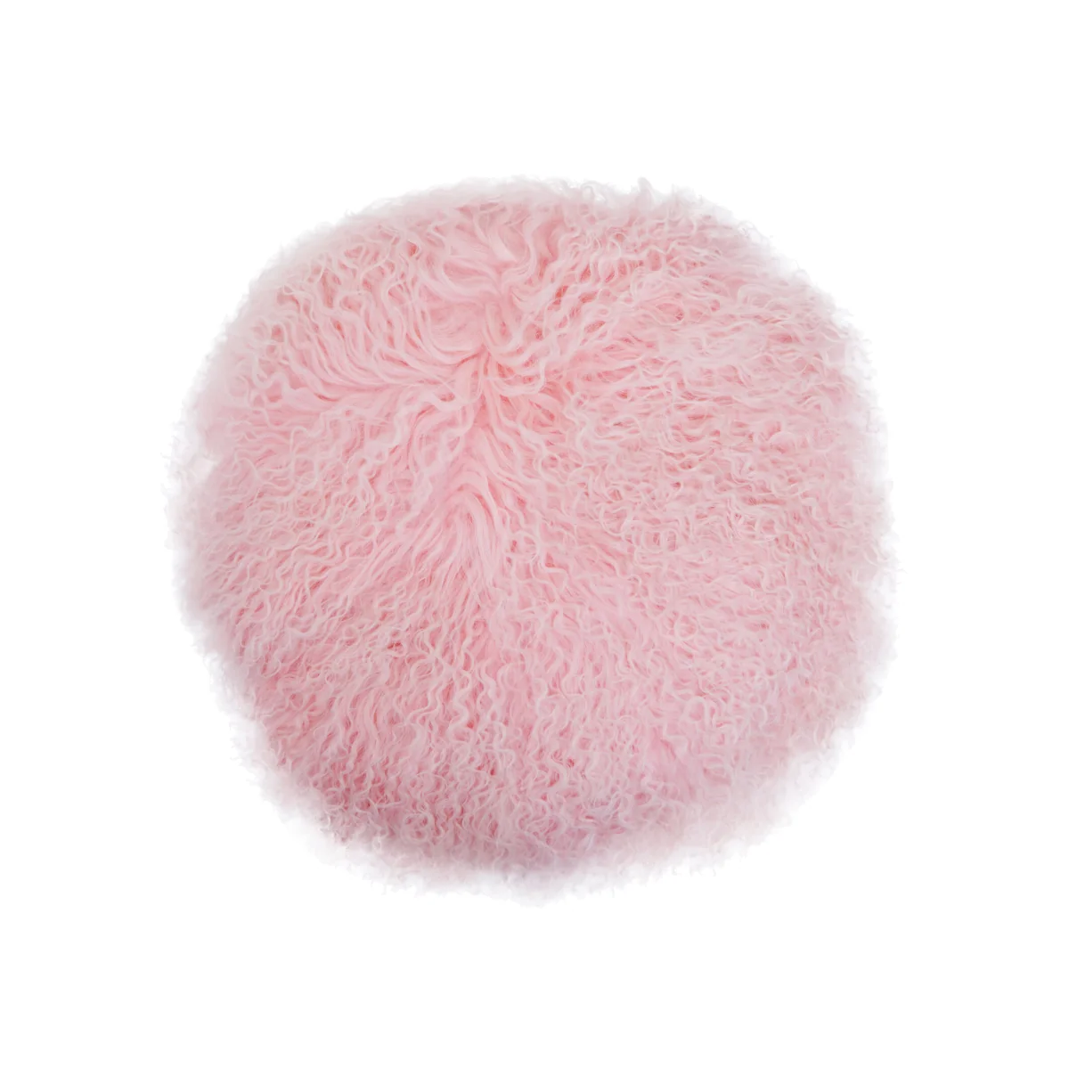 Bosie Real Mongolian Fur Pink Round Cushion - Pink – image 1