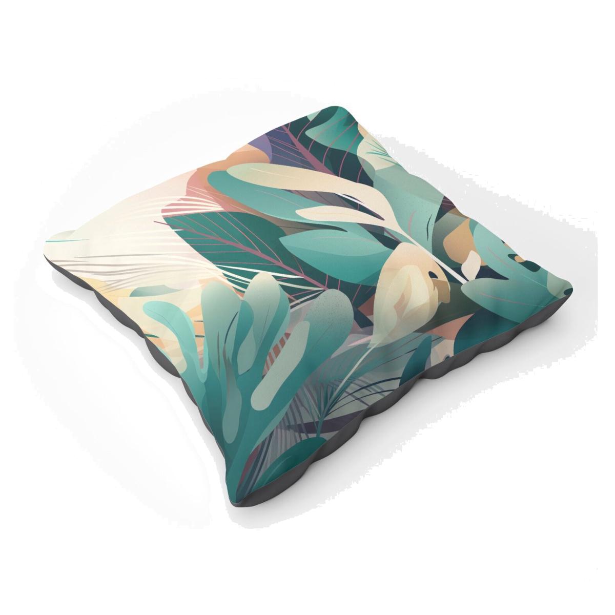 Abstract Tropical Leaves Floor Cushion - Green