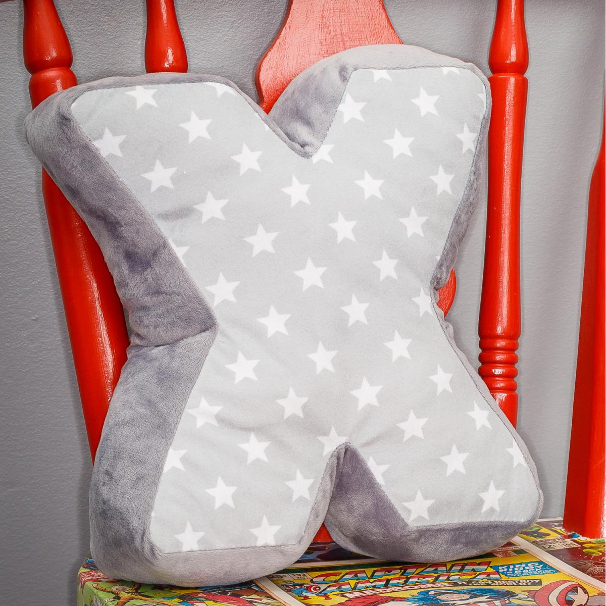 Letter Cushion X - Grey/White – image 2