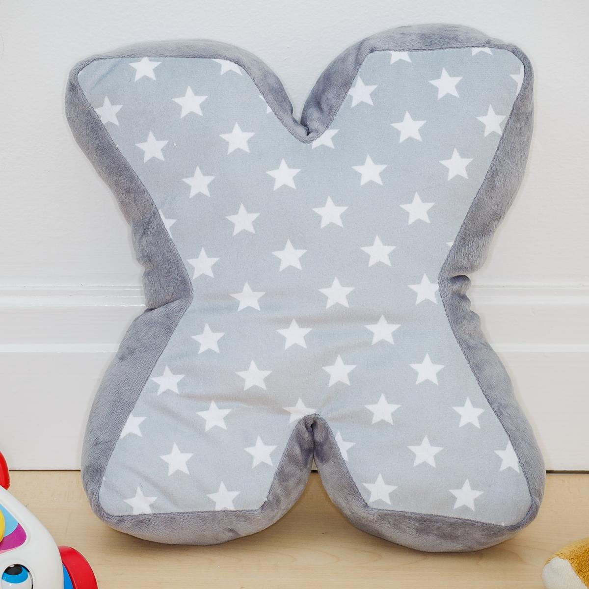 Letter Cushion X - Grey/White – image 3