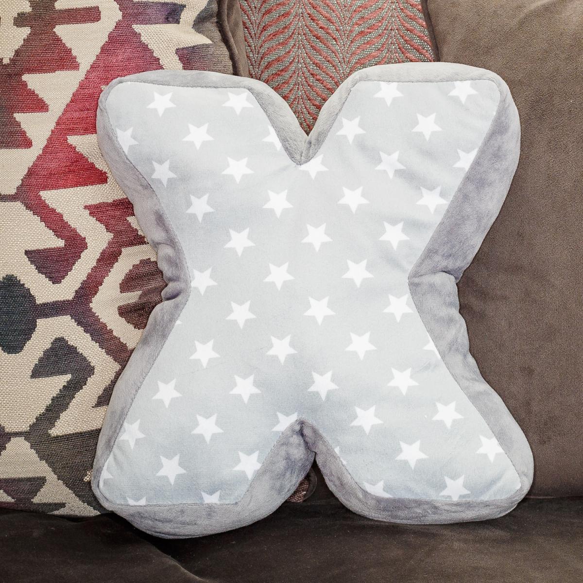 Letter Cushion X - Grey/White – image 1