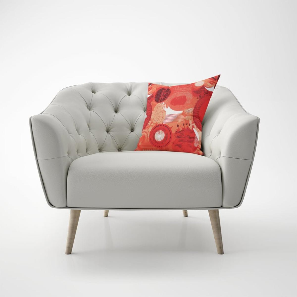 Abstract Red Sun pattern Cushion - Red / 60cm