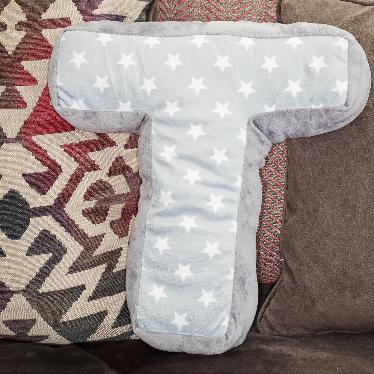 Letter Cushion T - Grey/White – image 3