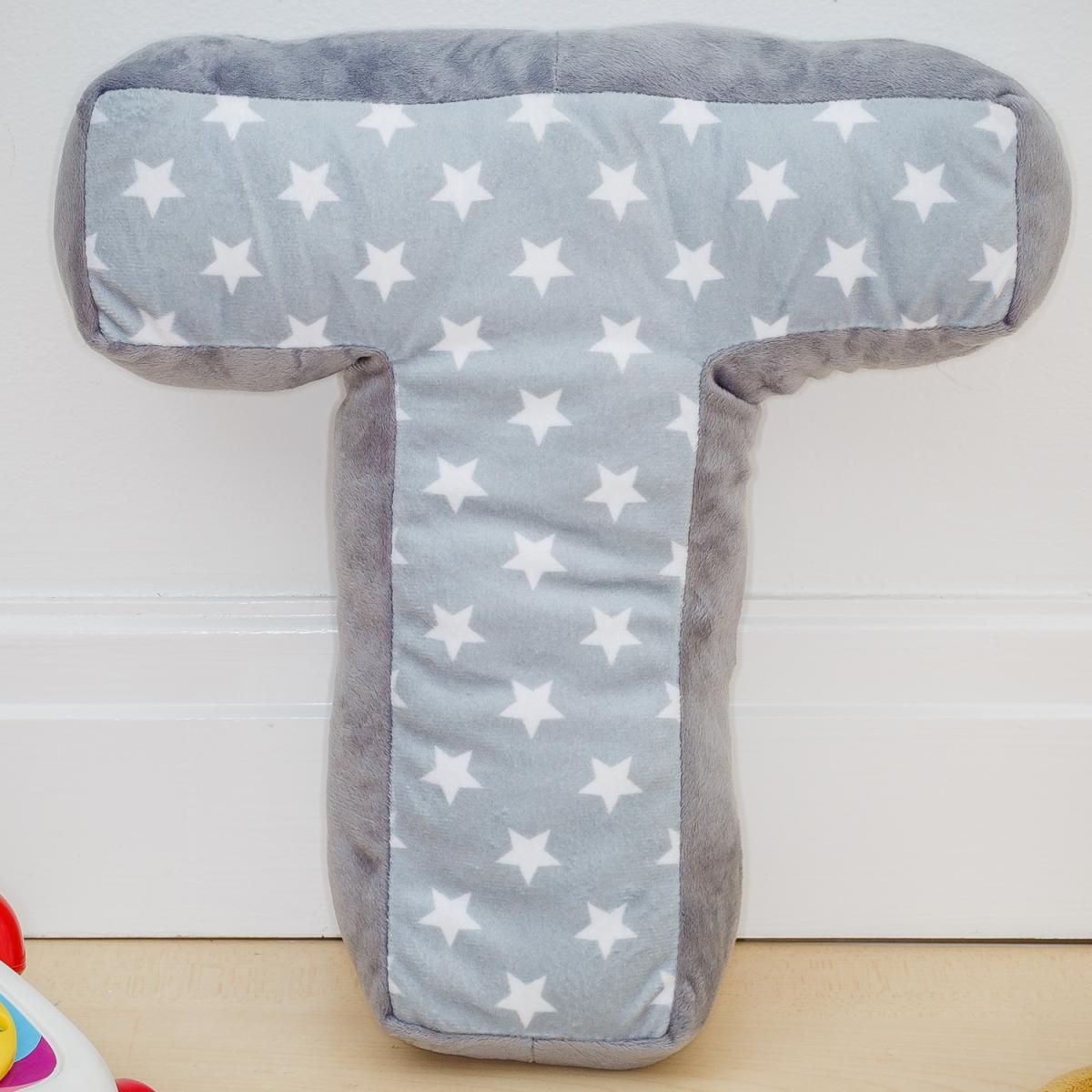 Letter Cushion T - Grey/White – image 1