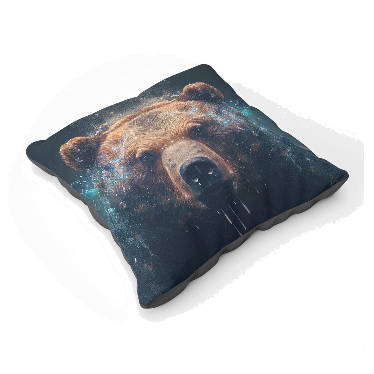 Brown Bear Face Splashart Floor Cushion - Brown