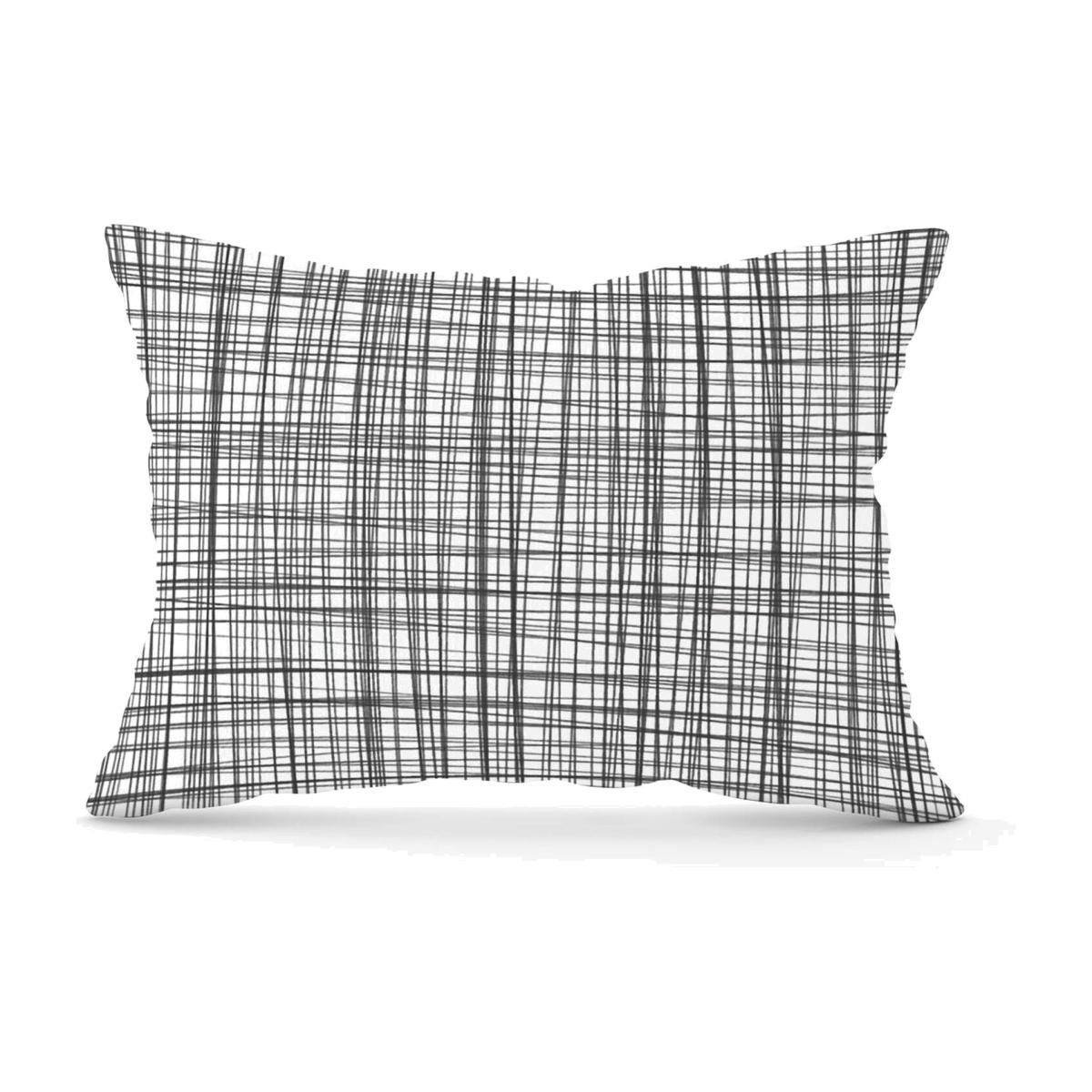 Monochrome Pencil Scribble Cushion - Grey / 28cm