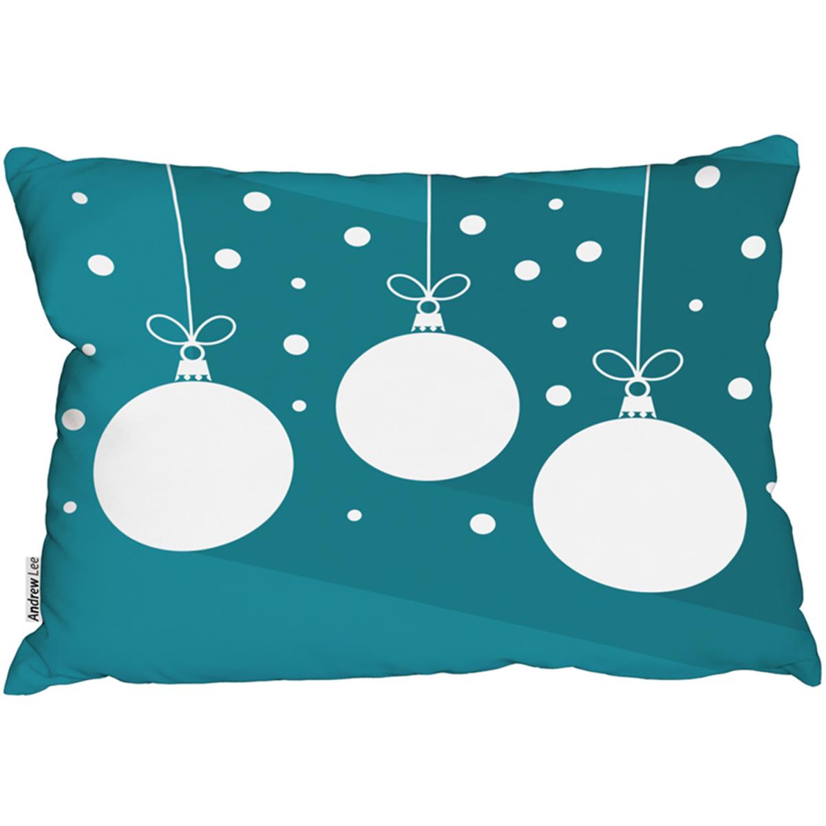 Green Christmas Baubles Outdoor Comfy Cushion - Blue – image 2