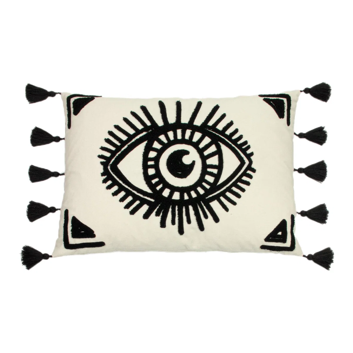 Ashram Eye Embroidered Cushion - Monochrome / Polyester