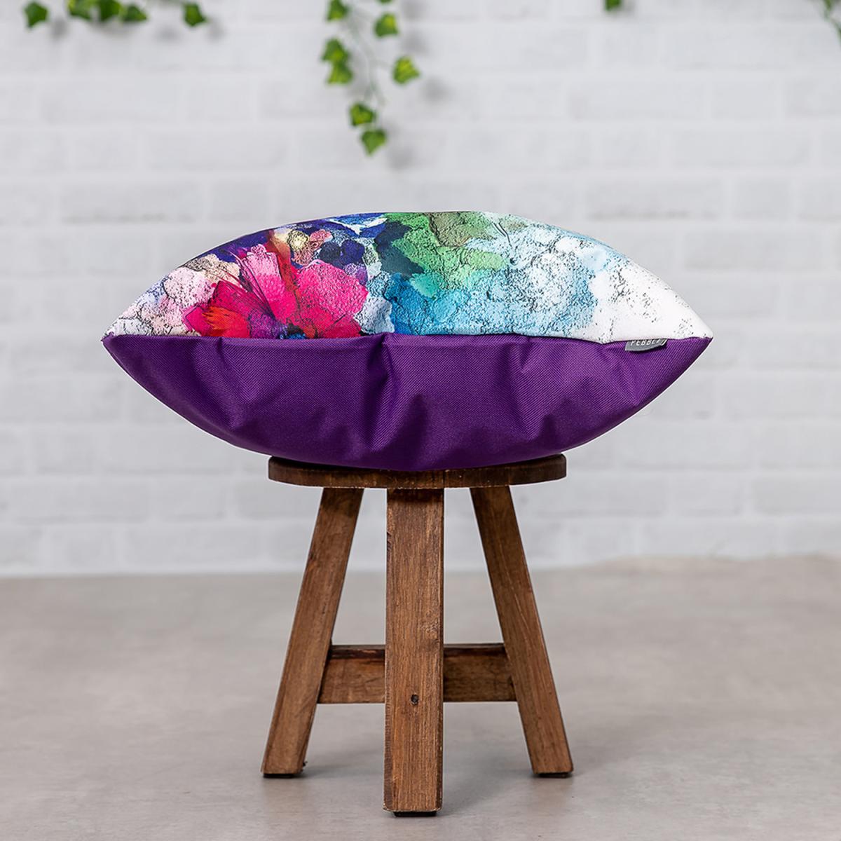 Oil Painting Printed Outdoor Cushion - Multicolour/Purple – image 3