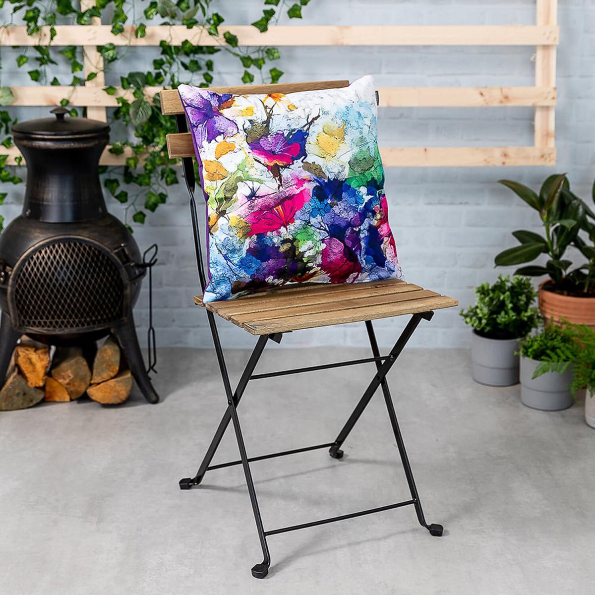 Oil Painting Printed Outdoor Cushion - Multicolour/Purple – image 4