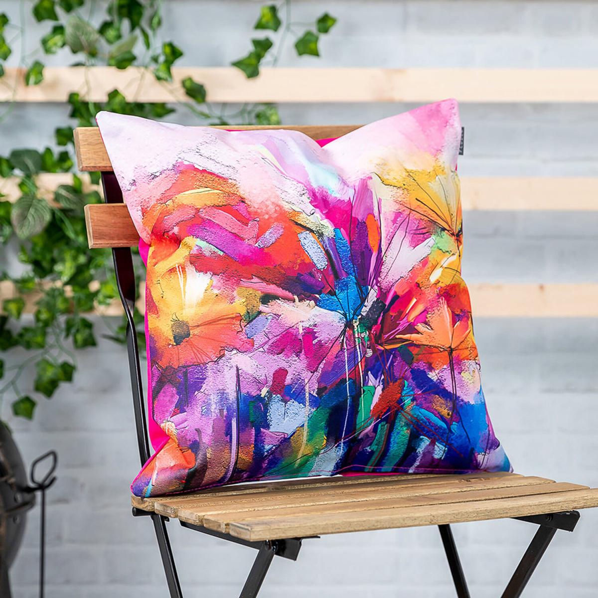 Oil Painting Printed Outdoor Cushion - Multicolour/Purple – image 7