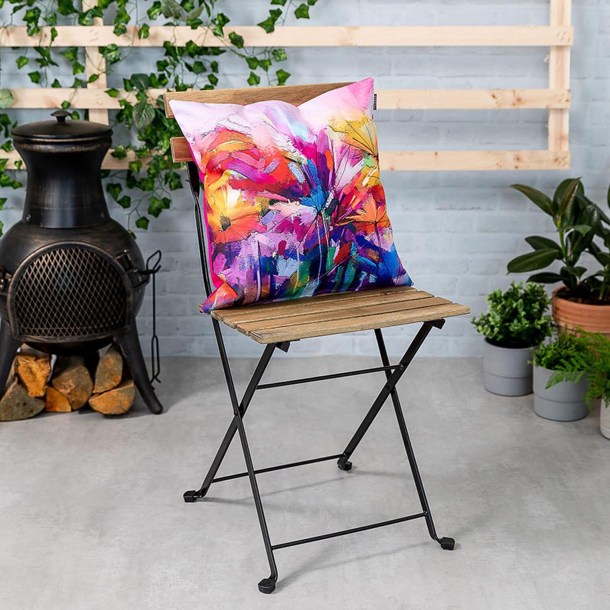 Oil Painting Printed Outdoor Cushion - Multicolour/Purple – image 9