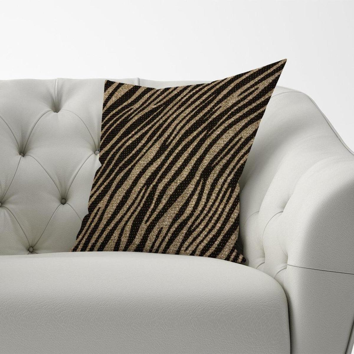 Golden Zebra Print Cushion - Brown / 60cm – image 2