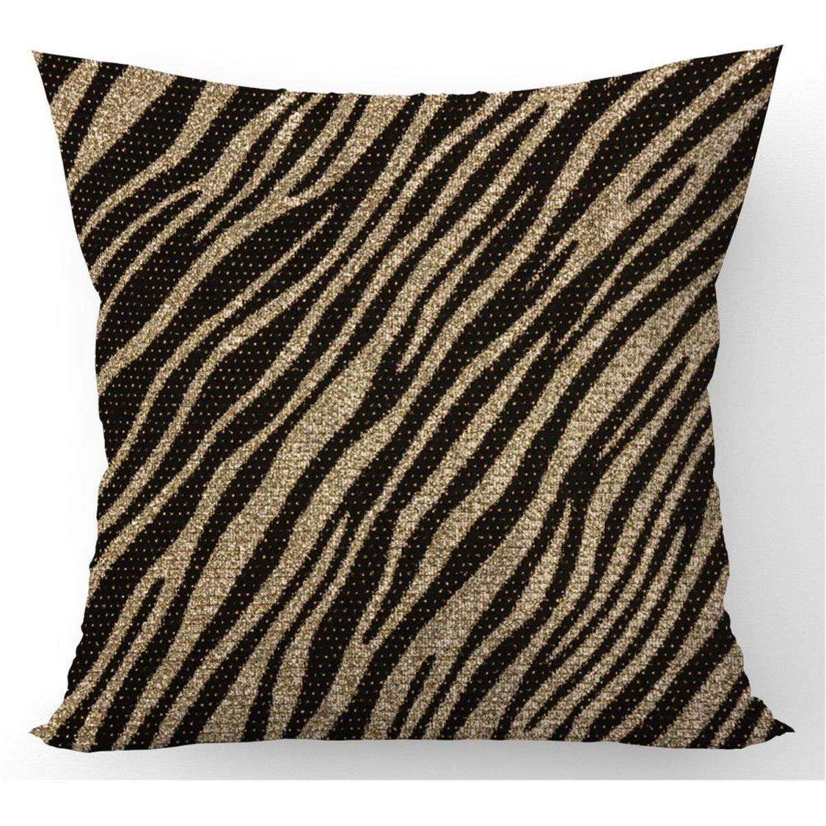 Golden Zebra Print Cushion - Brown / 60cm – image 3