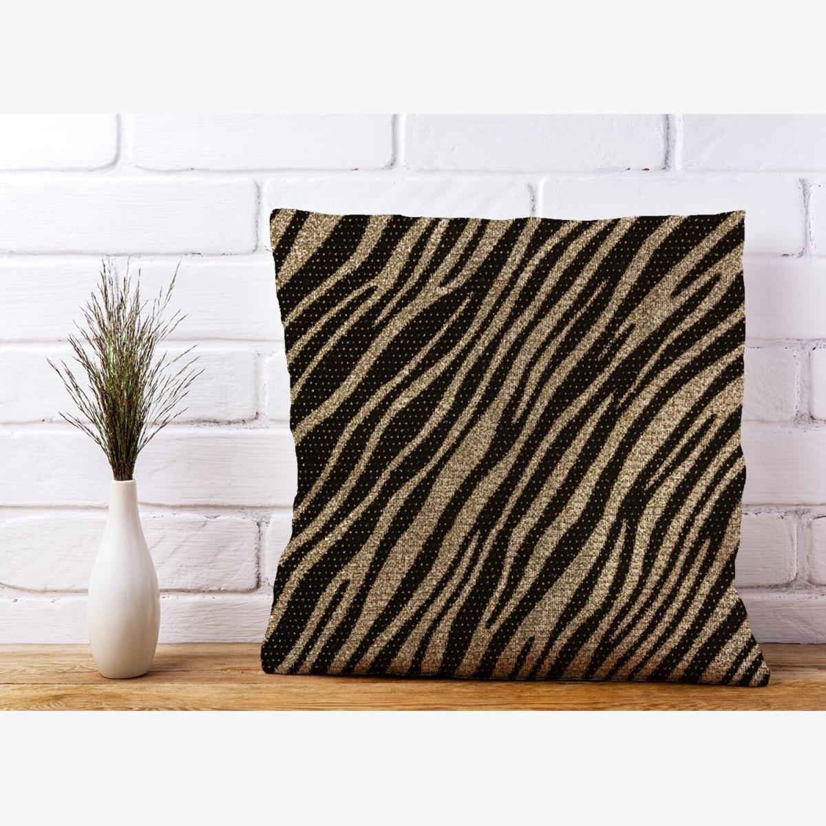 Golden Zebra Print Cushion - Brown / 60cm – image 1