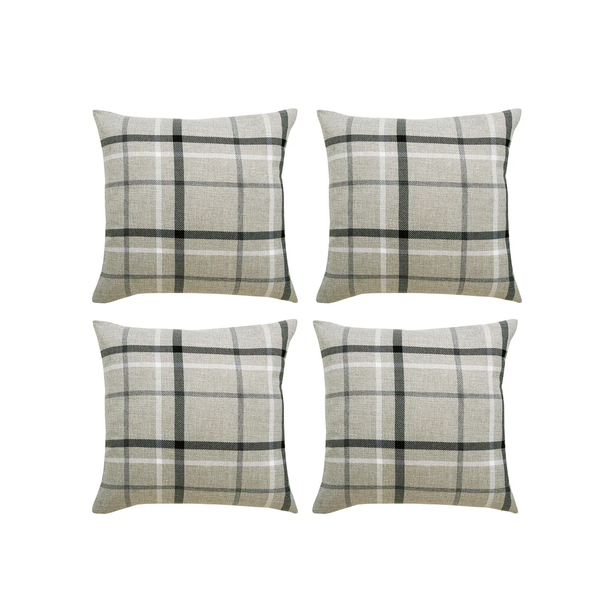 Hudson Check Filled Cushions - Grey / 4