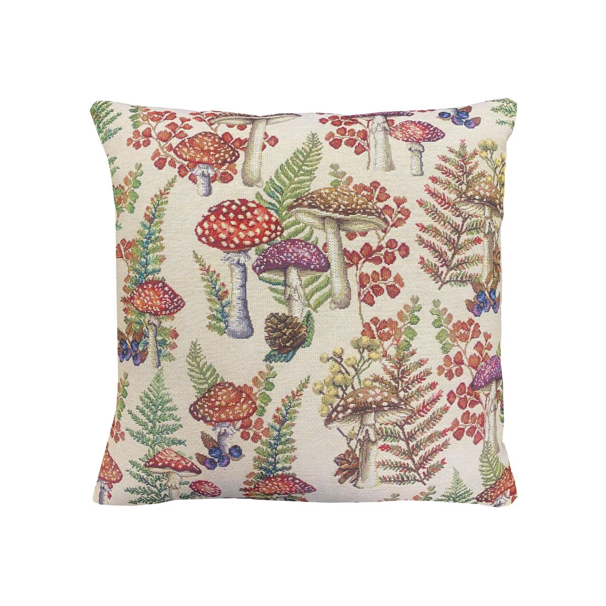 Toadstool Tapestry Cushion - Cream