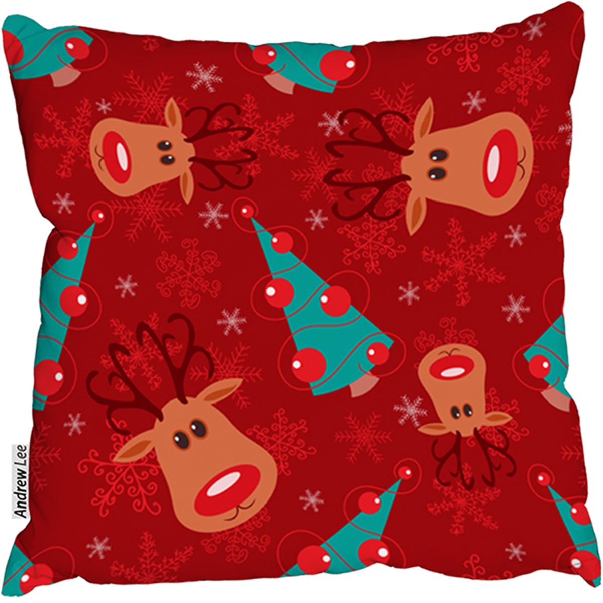 Reindeer And Tree Pattern Outdoor Comfy Cushion - Red / 60cm – image 2