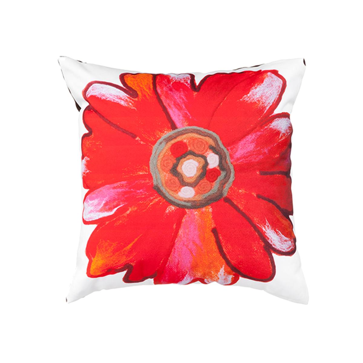 Printed Outdoor Patterned Design Cushion - Daisy Red / 1