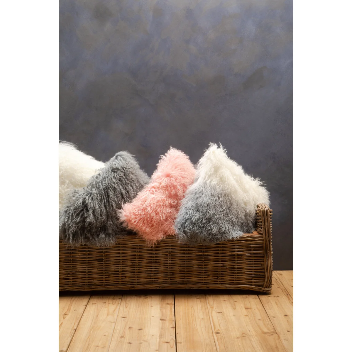 Bosie Real Mongolian Fur Grey Ombre Square Cushion - Grey – image 2