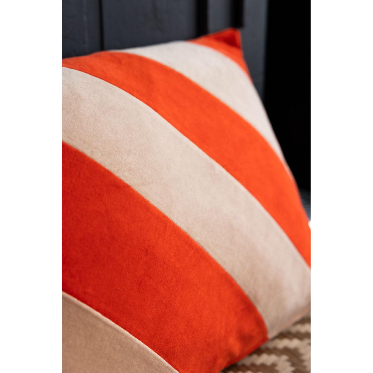 HKliving Red & Pink Stripe Velvet Cushion – image 3