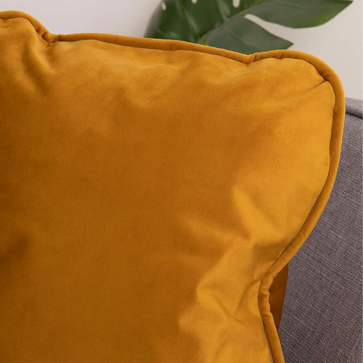 Plush Velvet Lumbar Cushion 50x30cm, 2 Pack - Yellow – image 3