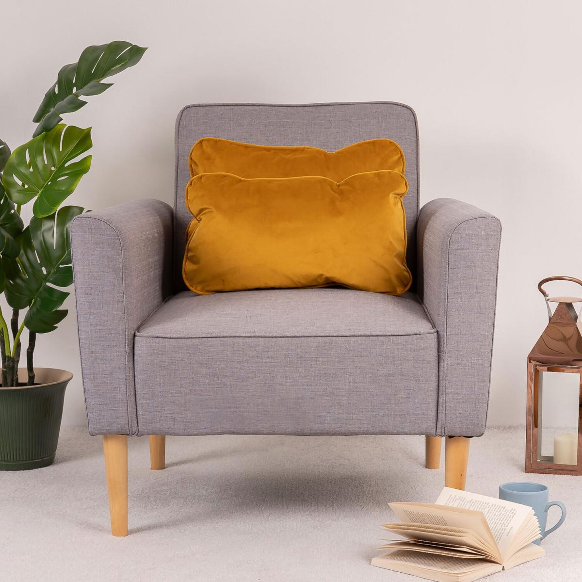 Plush Velvet Lumbar Cushion 50x30cm, 2 Pack - Yellow – image 4