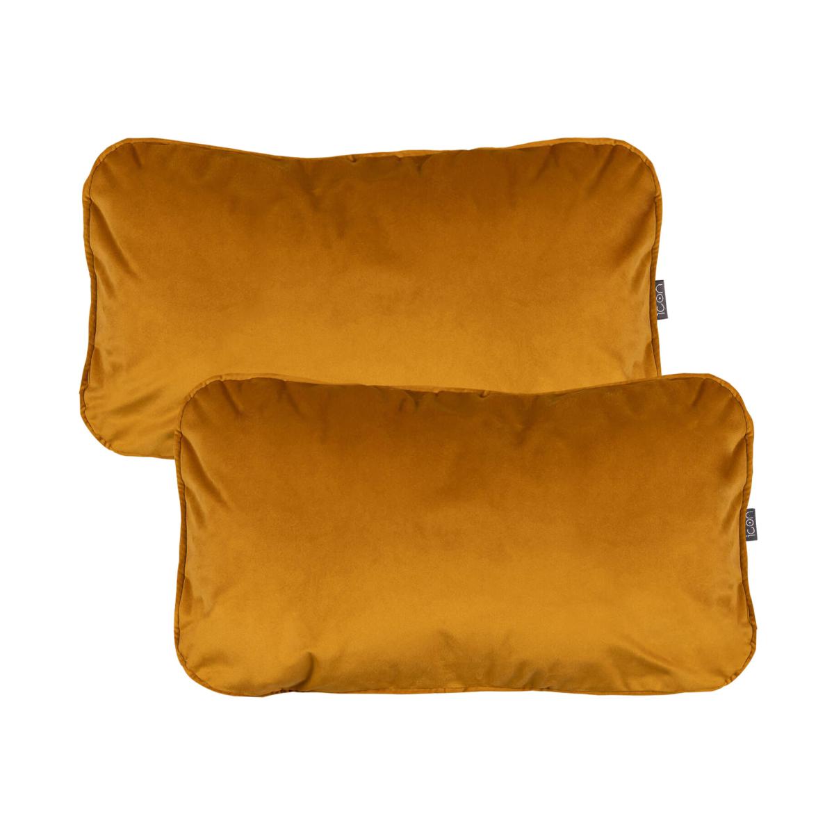 Plush Velvet Lumbar Cushion 50x30cm, 2 Pack - Yellow – image 1