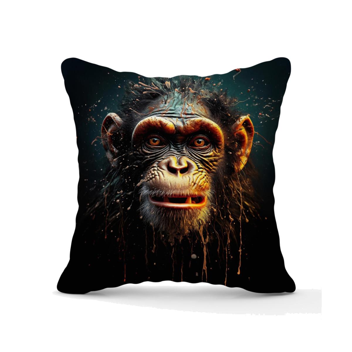 Splashart Monkey Face Outdoor Cushion - Black / 45cm