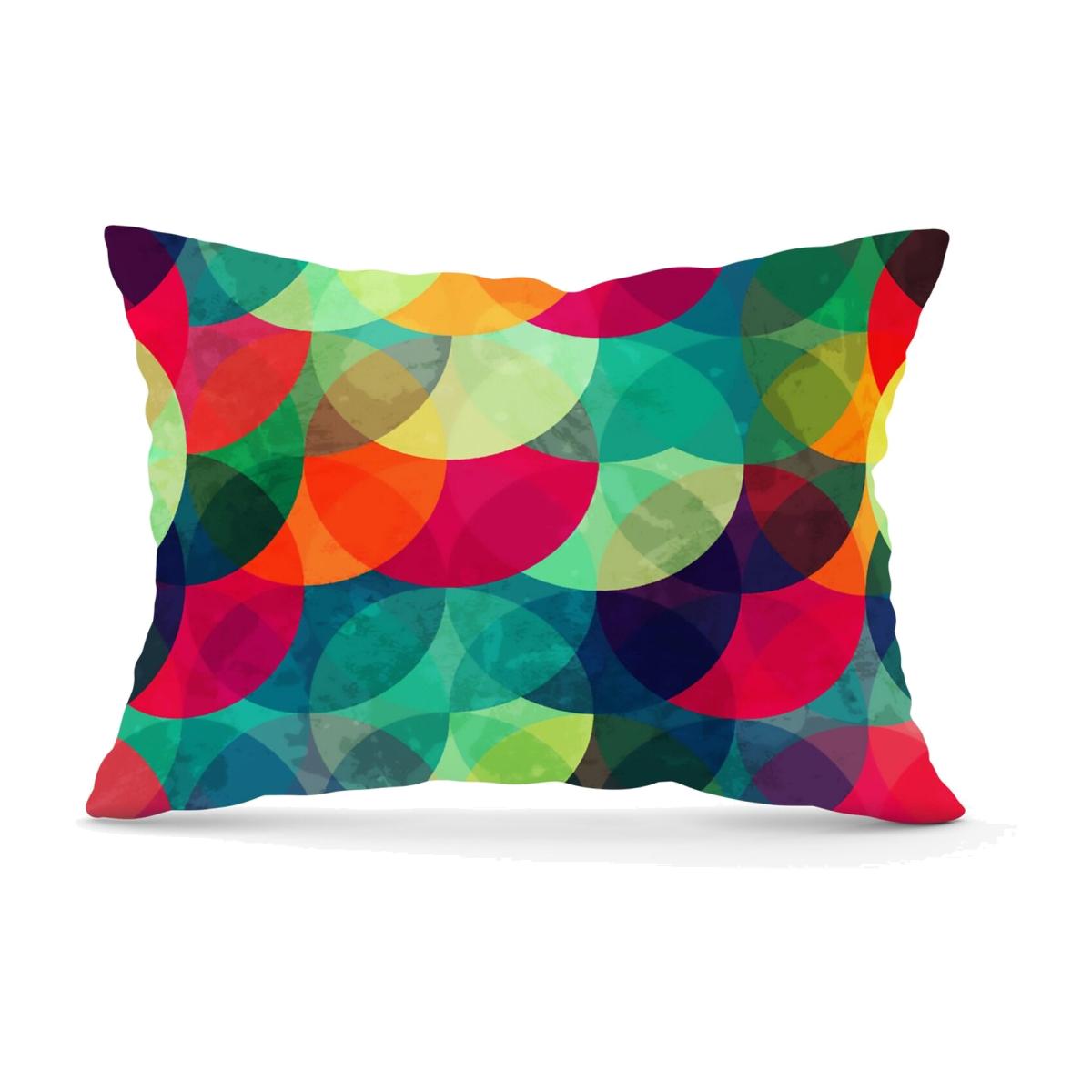 Colourful Grunge Circle Pattern Cushion - Red / 28cm