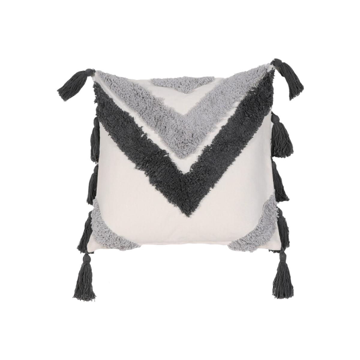 Ezra Chevron Tufted Silver Cushion - Silver – image 1